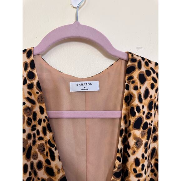 Aritiza Babaton WALLACE Wrap Dress SIENNA/BLACK 75560 Size Medium Cheetah Leopar - Picture 6 of 16